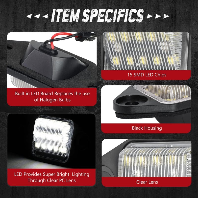 NUVISION LIGHTING Pair of LED License Plate Lights Compatible with 99-02 E150 E250 Econoline / 03-14 E150 E250, F6UZ-13550-AA, NVL-LPL-014 - Image 3